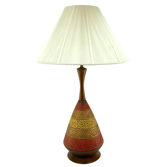 Mid Century Modern Wood And Ceramic, Mcm Table Lamp