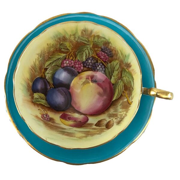Aynsley England Orchard Fruits Tea Cup & Saucer Signed