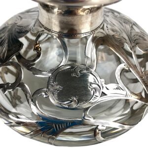 Alvin Silver Co Glass Cologne Bottle with Sterling Silver Overlay