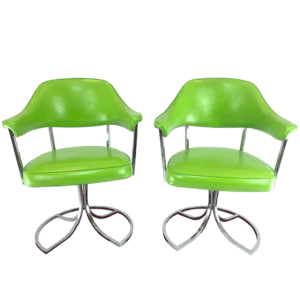 Pair of Lime Green Vintage Swivel Chairs