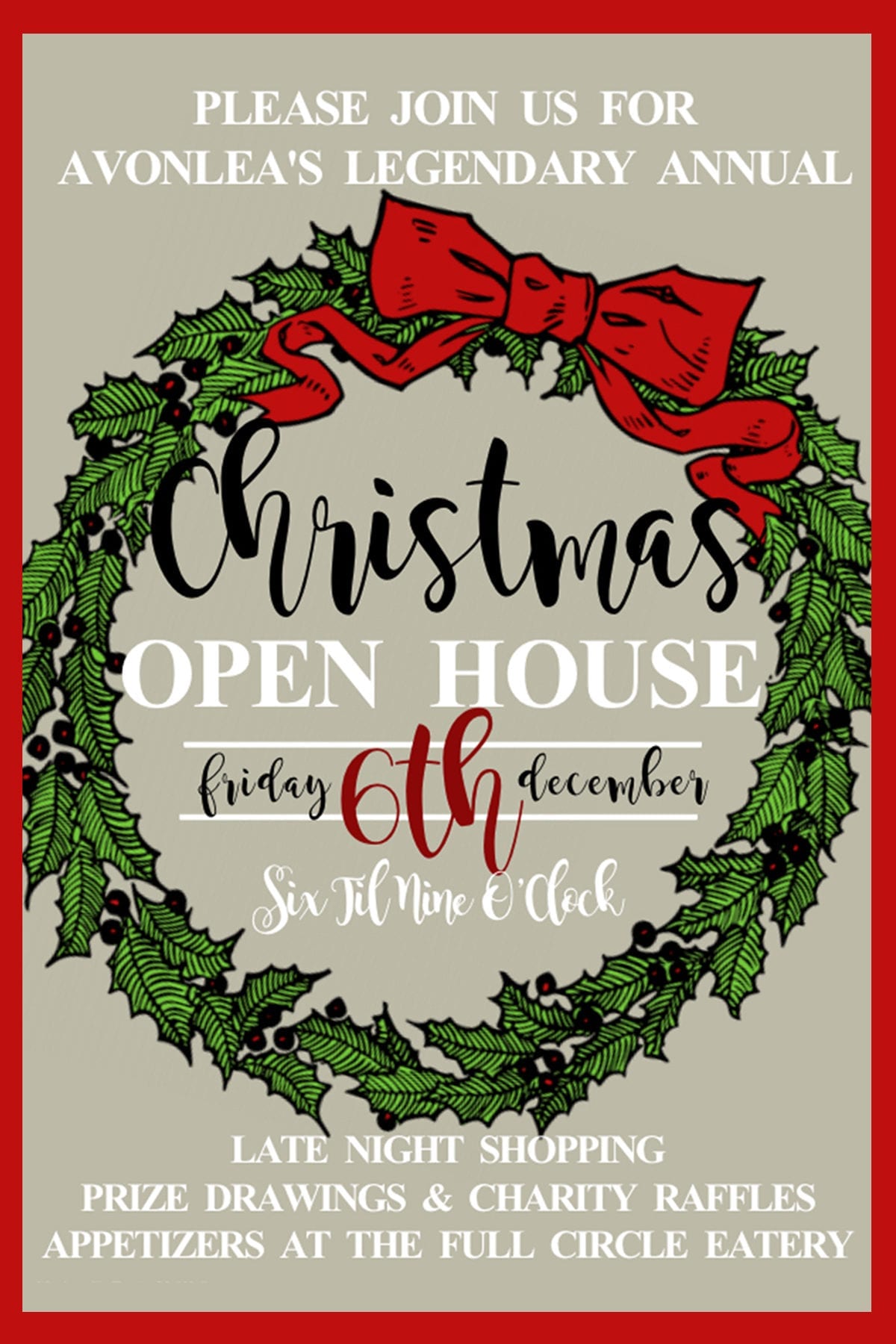Avonlea's Christmas Open House