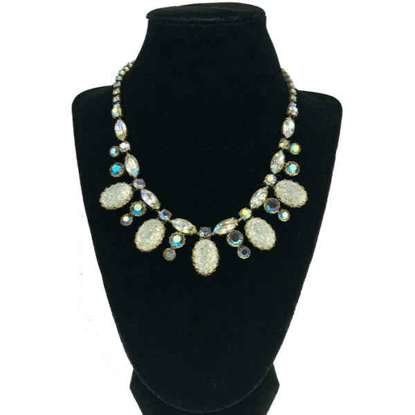 Schiaparelli Molded Iridescent Cabochon Necklace