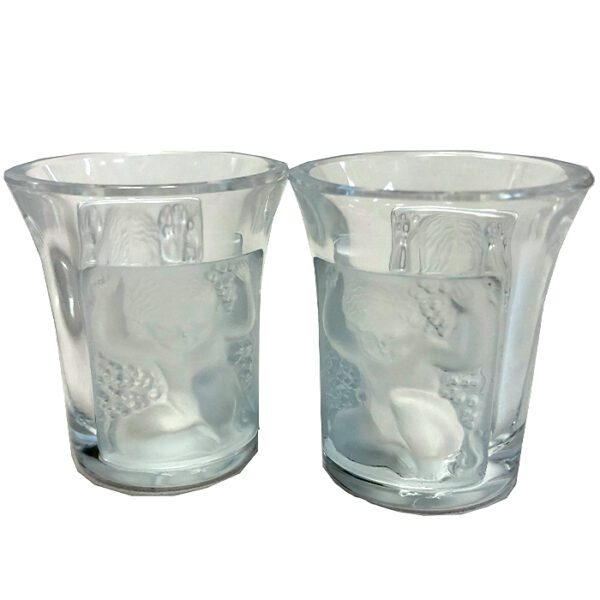 Set of 2 Lalique Enfants Liquor Shot Glasses