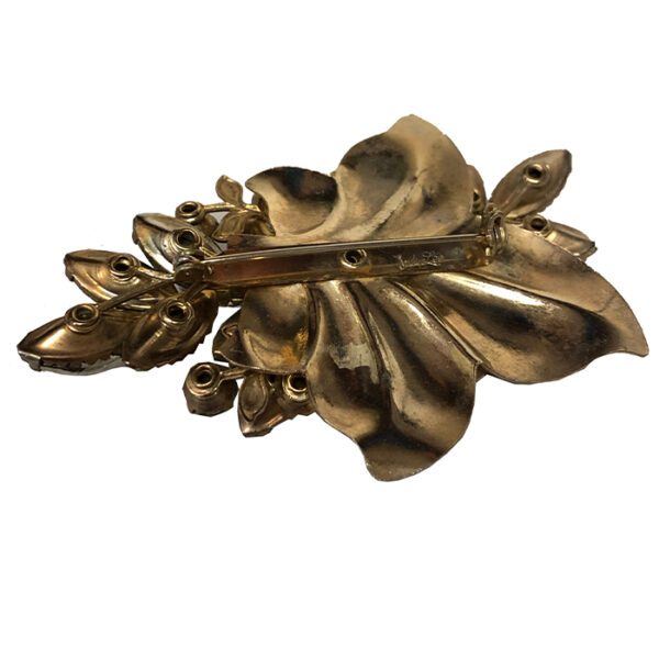 Vintage Judy Lee Rhinestone Floral Brooch