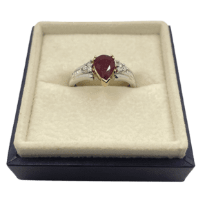 14K White Gold Ruby & Diamond Ring