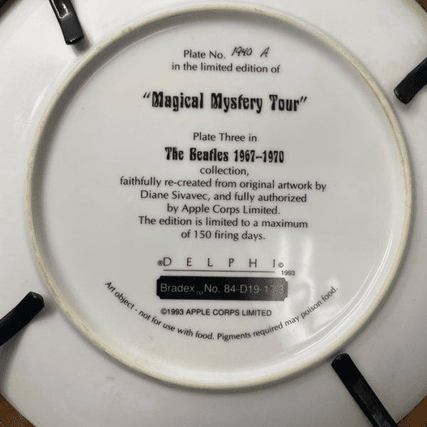 The Beatles "Magical Mystery Tour" Collectors Plate by Delphi