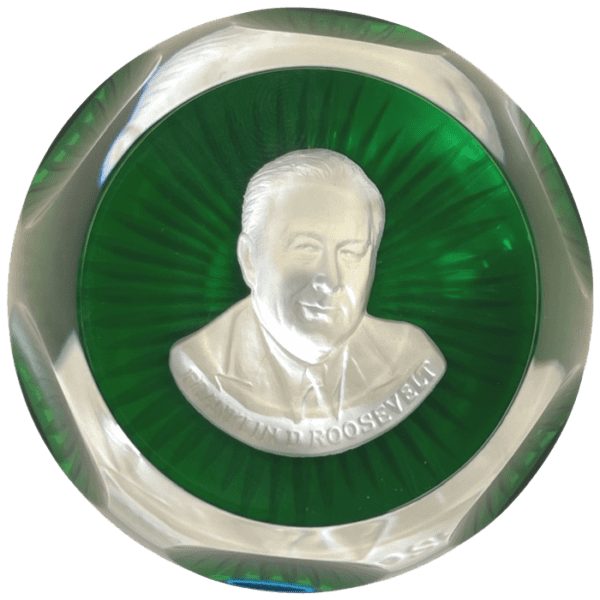 Franklin Mint and Baccarat 1978 Sulfide Franklin D Roosevelt Paperweight