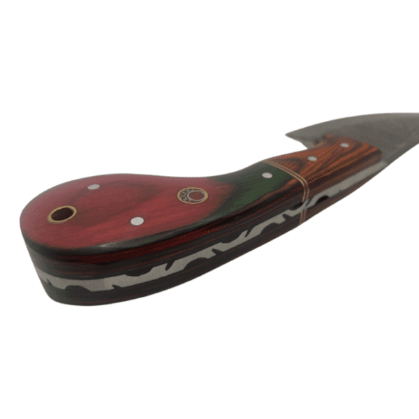 Handmade Tri-Tone Pakka Wood Damascus Steel Fixed Blade Knife