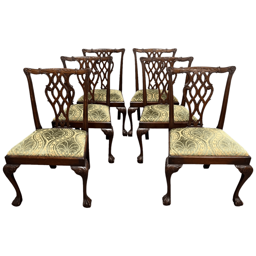 Vintage Mahogany Country Chippendale Chairs Set of 8