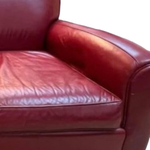 Retro Red Leather Three-Seat Sofa