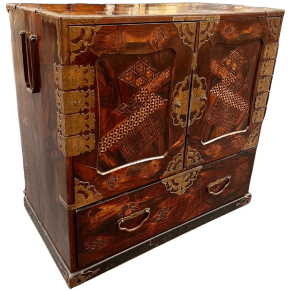 Antique Lacquered Japanese Campaign Form Chest