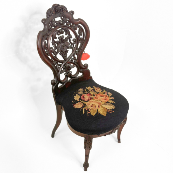Antique Victorian Carved Rosewood Side Chair - Image 2