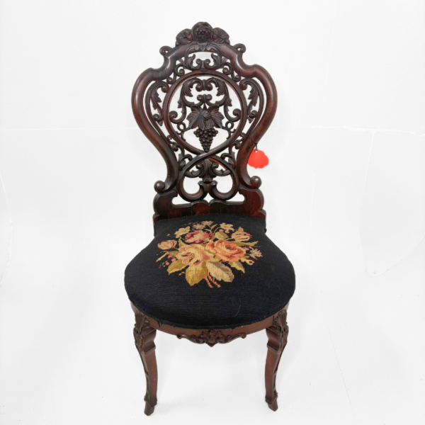 Antique Victorian Carved Rosewood Side Chair - Image 8