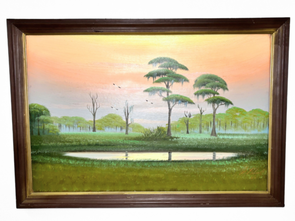 FLORIDA HIGHWAYMEN Al Black Cypress Swamp Scene, Oil on Upson Board (SIGNED) - Image 2