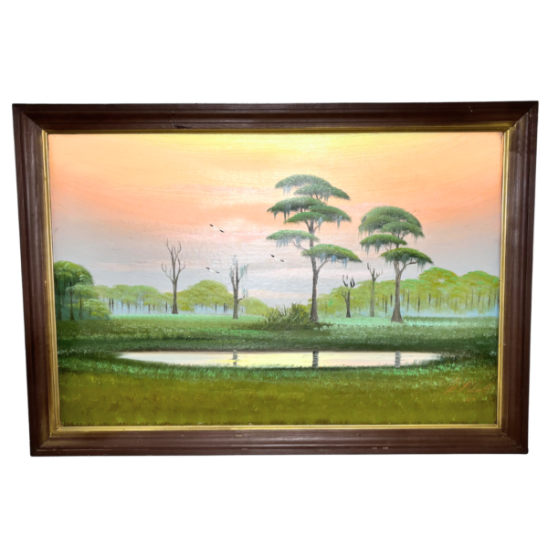 FLORIDA HIGHWAYMEN Al Black Cypress Swamp Scene, Oil on Upson Board (SIGNED)