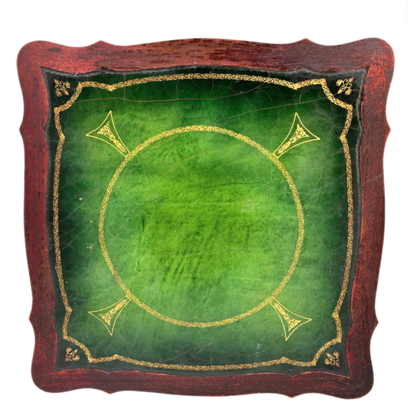 Antique Green Leather Card Table - Image 4