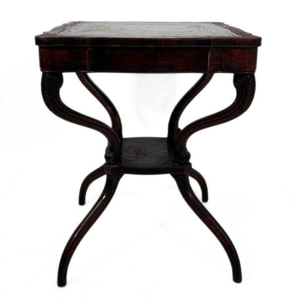 Antique Green Leather Card Table - Image 5