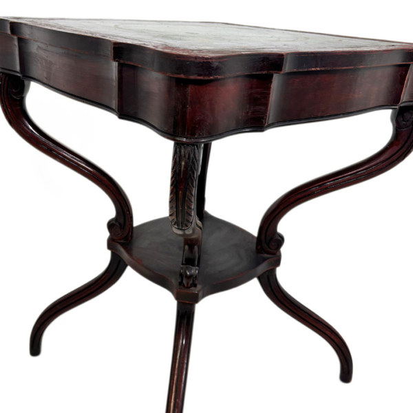 Antique Green Leather Card Table - Image 6