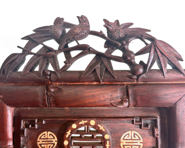 Hand-carved Rosewood Palace Screen, Mother of Pearl Inlay - Image 4