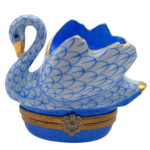 Limoges France "Herend Style" Porcelain Swan Trinket Box
