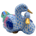 Vieux Herend Pair of Ducks, Blue Fishnet Pattern (VHB)