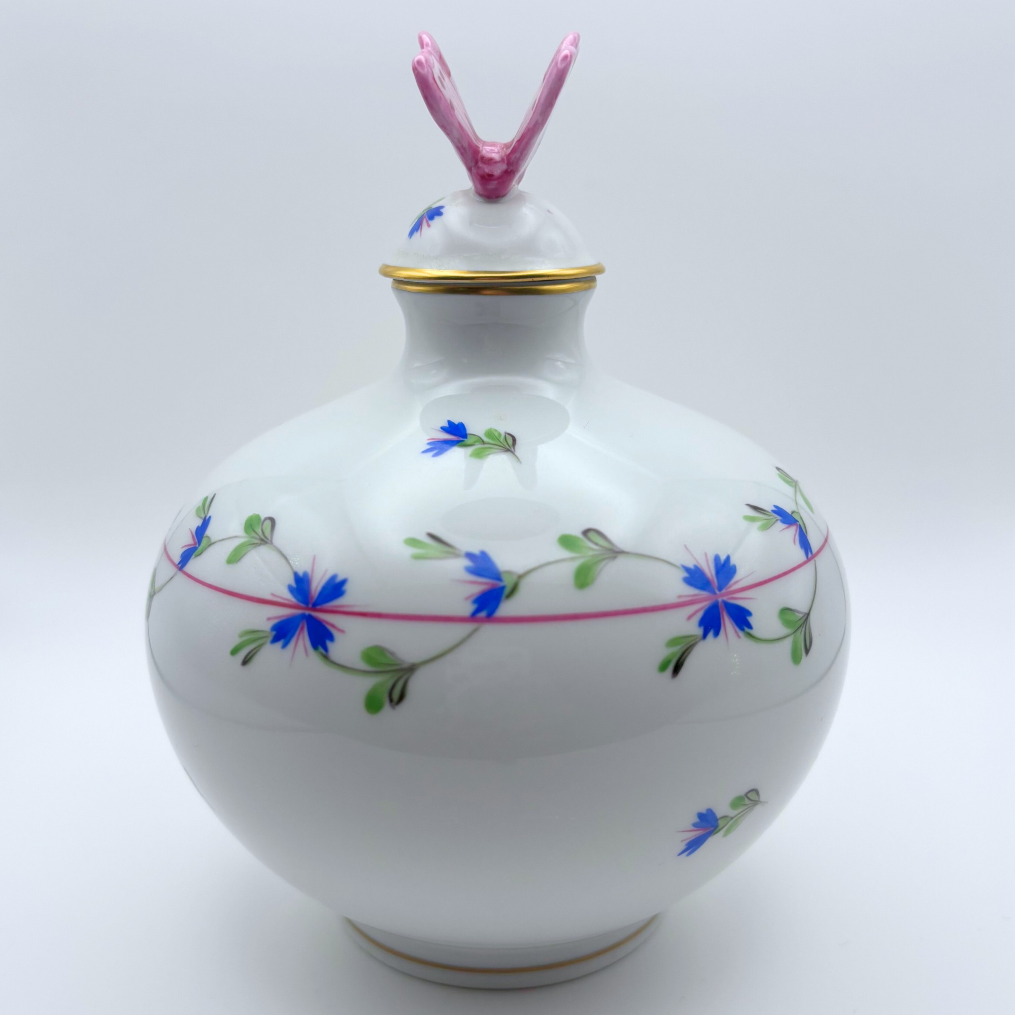 Herend Hungary Blue Garland (PBG) Perfume Bottle with Butterfly Dabber - Image 3