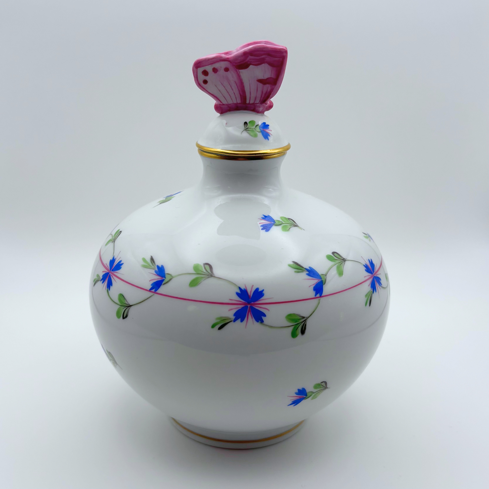 Herend Hungary Blue Garland (PBG) Perfume Bottle with Butterfly Dabber - Image 4