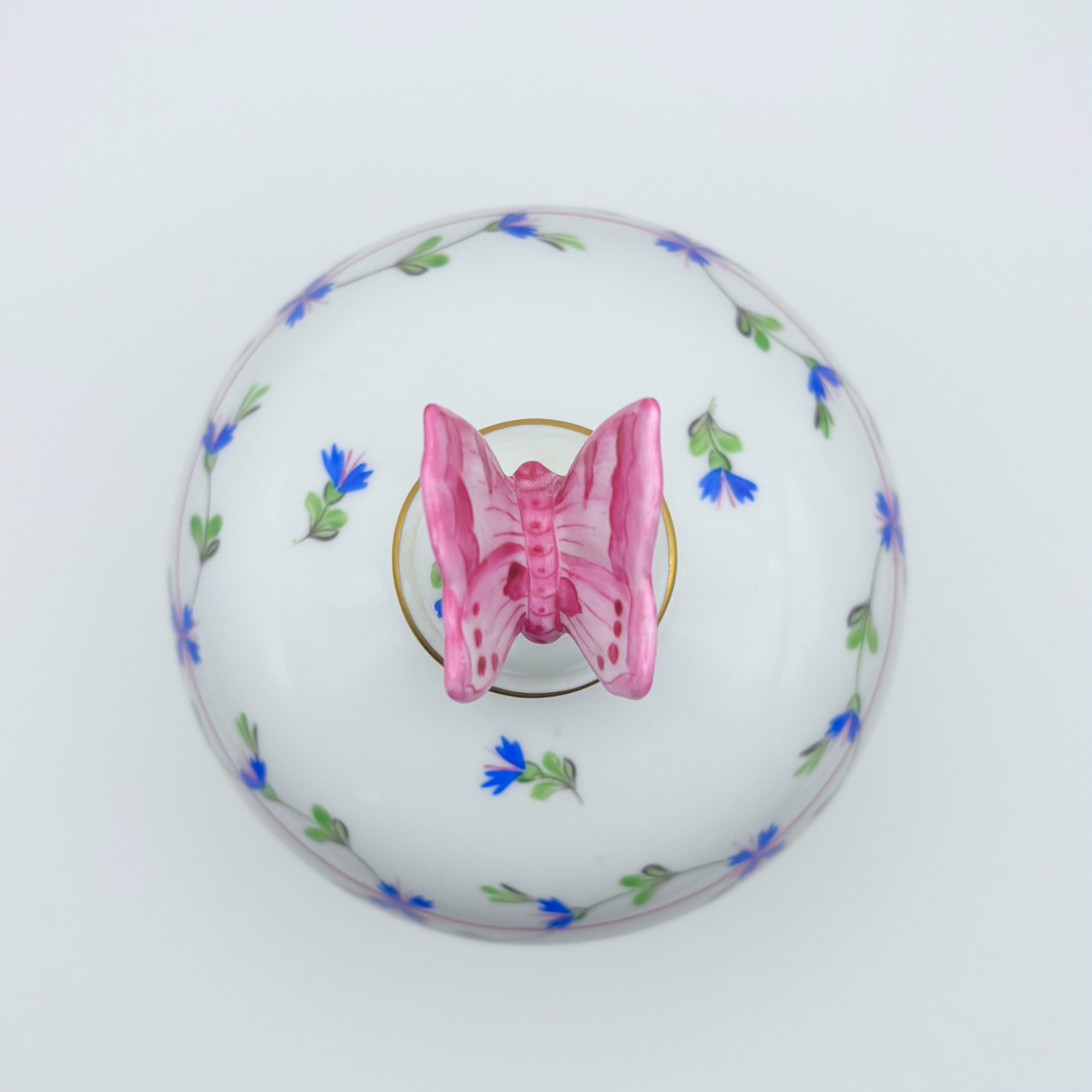 Herend Hungary Blue Garland (PBG) Perfume Bottle with Butterfly Dabber - Image 6