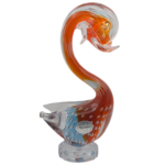 Murano Art Glass Swan Blue Orange Sommerso Bullicante Vintage