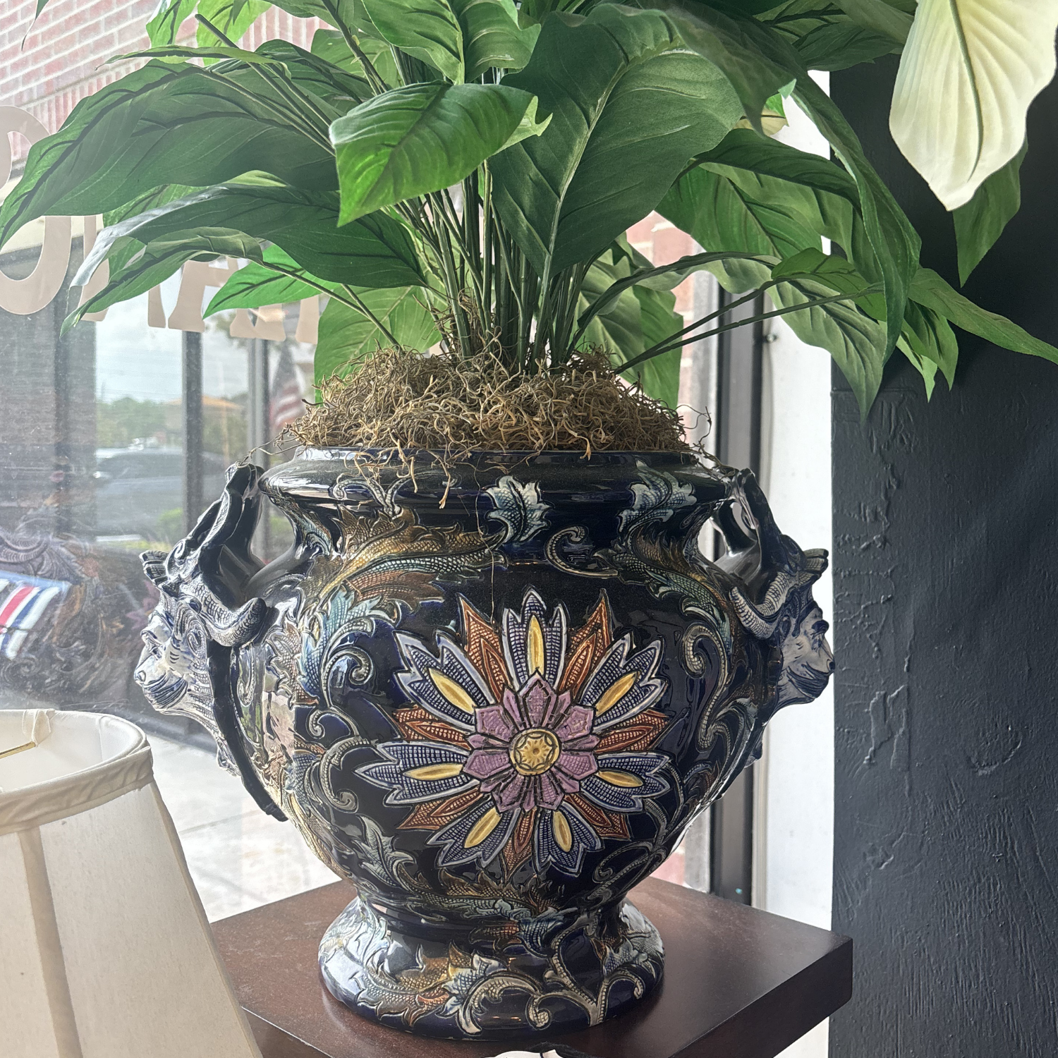 Large "Vieux Rouen" Majolica Barbotine Cachepot - Image 8