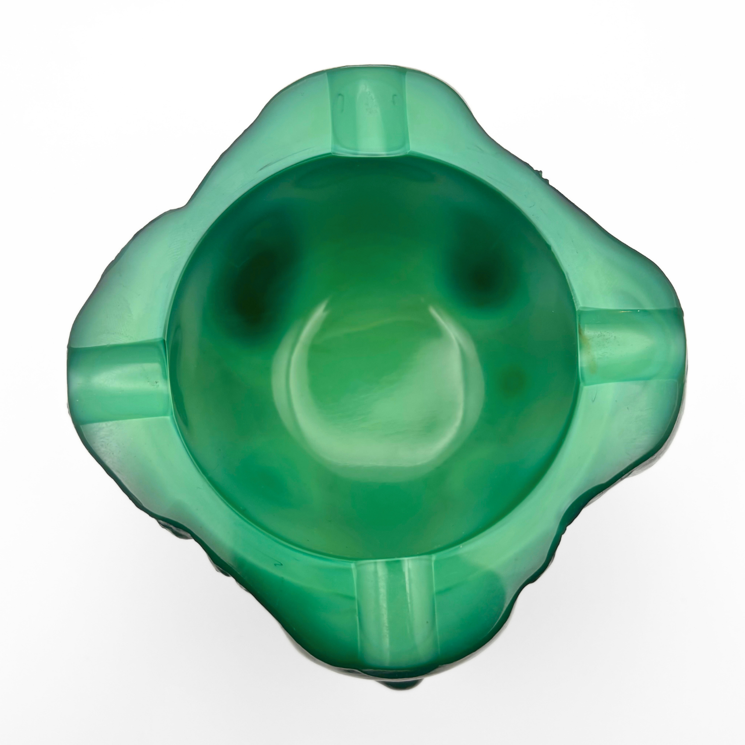 Bohemian Malachite Glass Ashtray “Four Races of Man” Four Face Figural Art Deco - Image 6