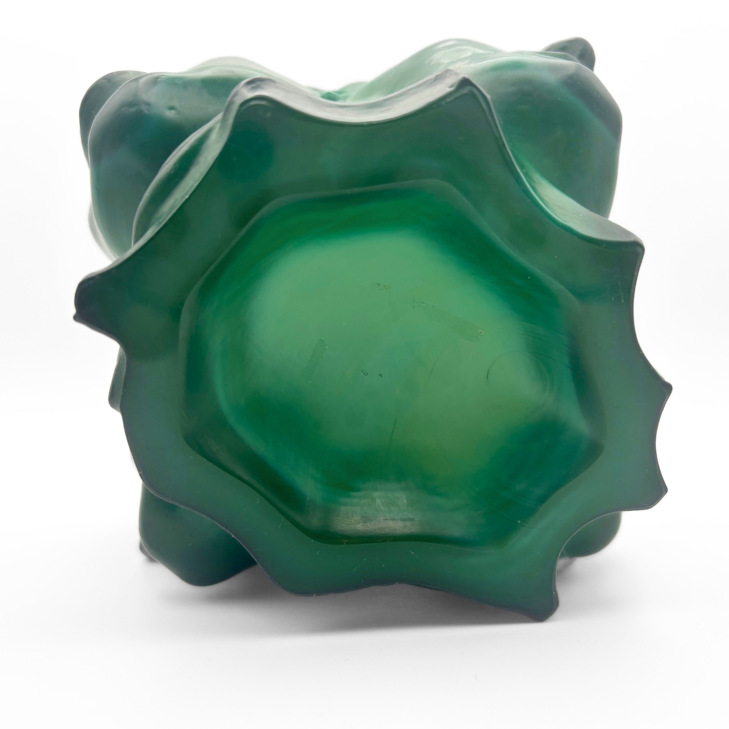 Bohemian Malachite Glass Ashtray “Four Races of Man” Four Face Figural Art Deco - Image 7