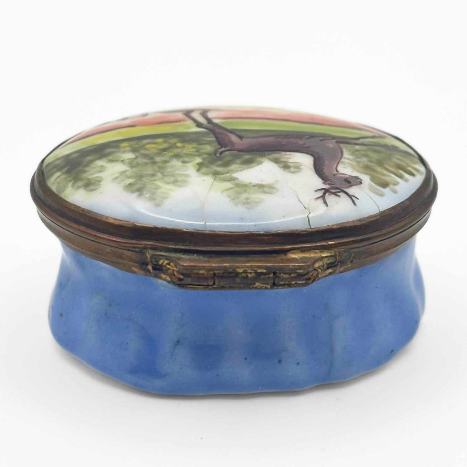 Antique Georgian Bilston Enamel Patchbox c. 1780 Deer Hound Hunting Scene - Image 5