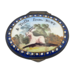 Antique Georgian South Staffordshire Patchbox c. 1770 Horned Goat in Green Pastoral: “A Trifle from Bury”