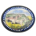 Antique Georgian Wednesbury, England Patchbox c. 1790 Two Dogs Pointing