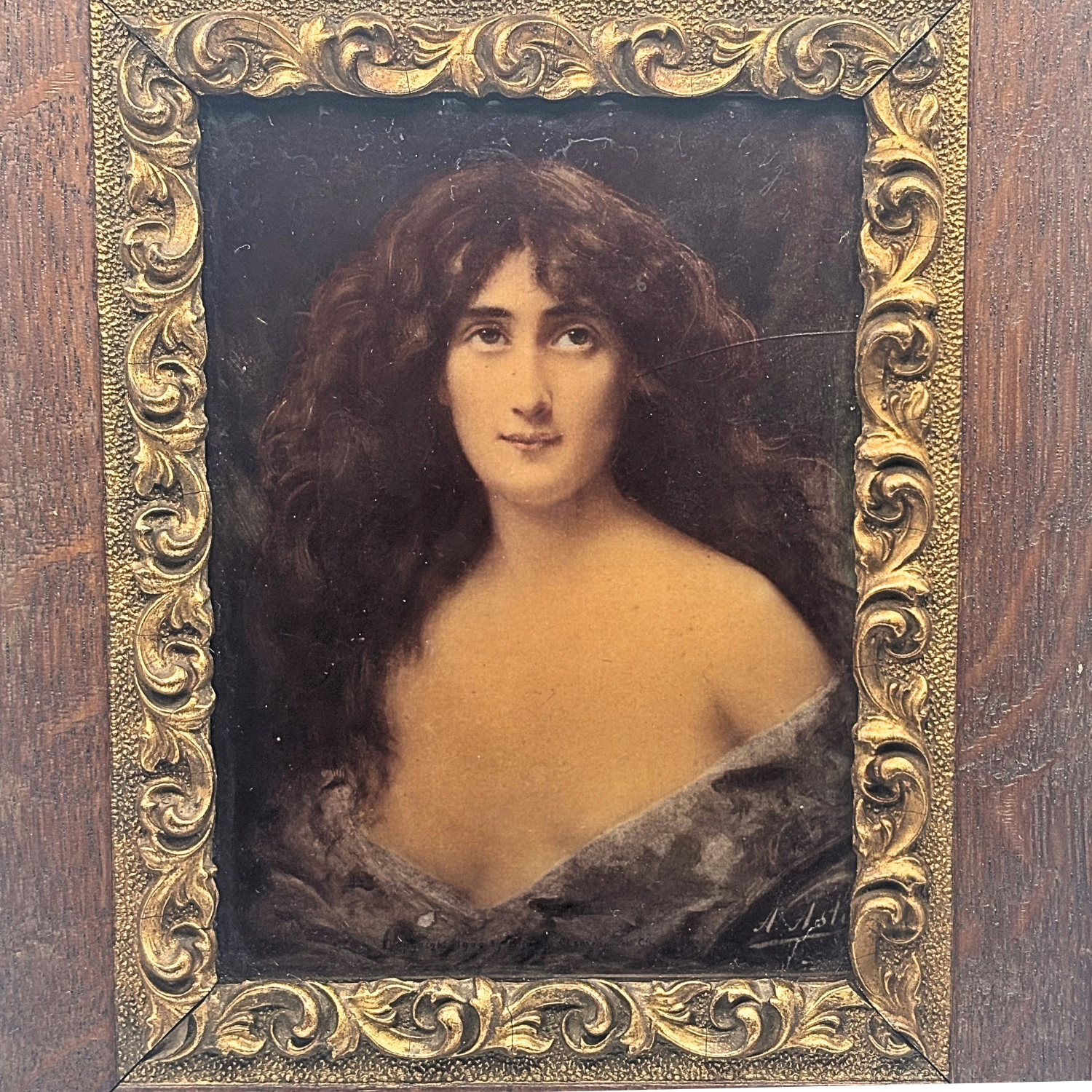 Antique Angelo Asti Portrait Print, “Juliet” - Convex Glass, Copyright 1900 - Image 3